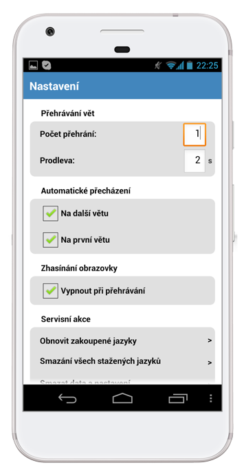 Konverzace na cesty na smartphonu s Androidem - nastavení